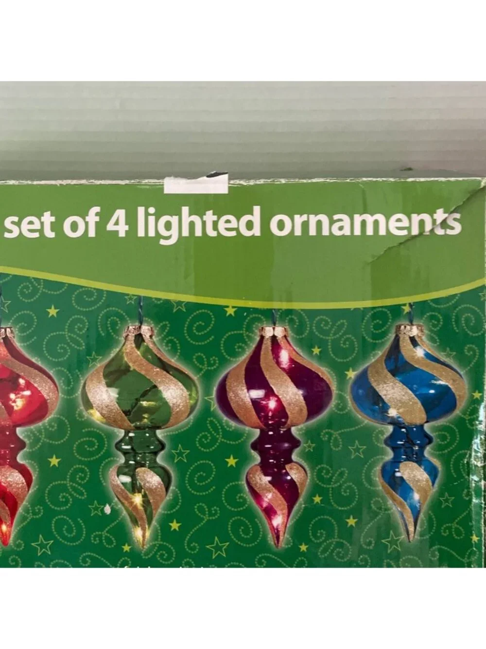 Merry Brite String Lighted Christmas Ornaments Multicolor Glitter Swirl 36 Inch